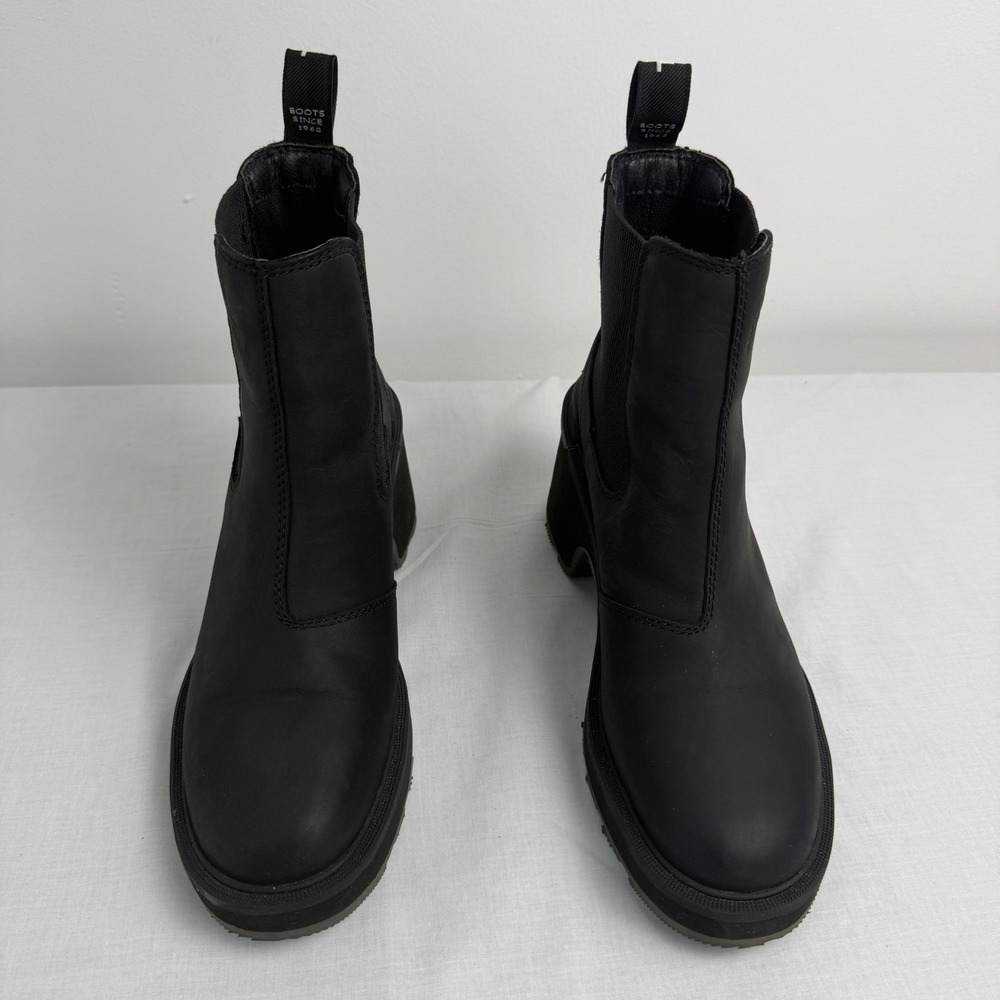 Sorel Brex Heel Chelsea Boots Black Dark Moss Leather Waterproof NL4874-010 7